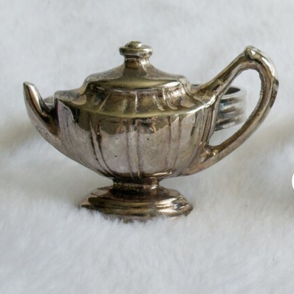 Vintage Heavy Silver Plated Teapot Napkin Ring